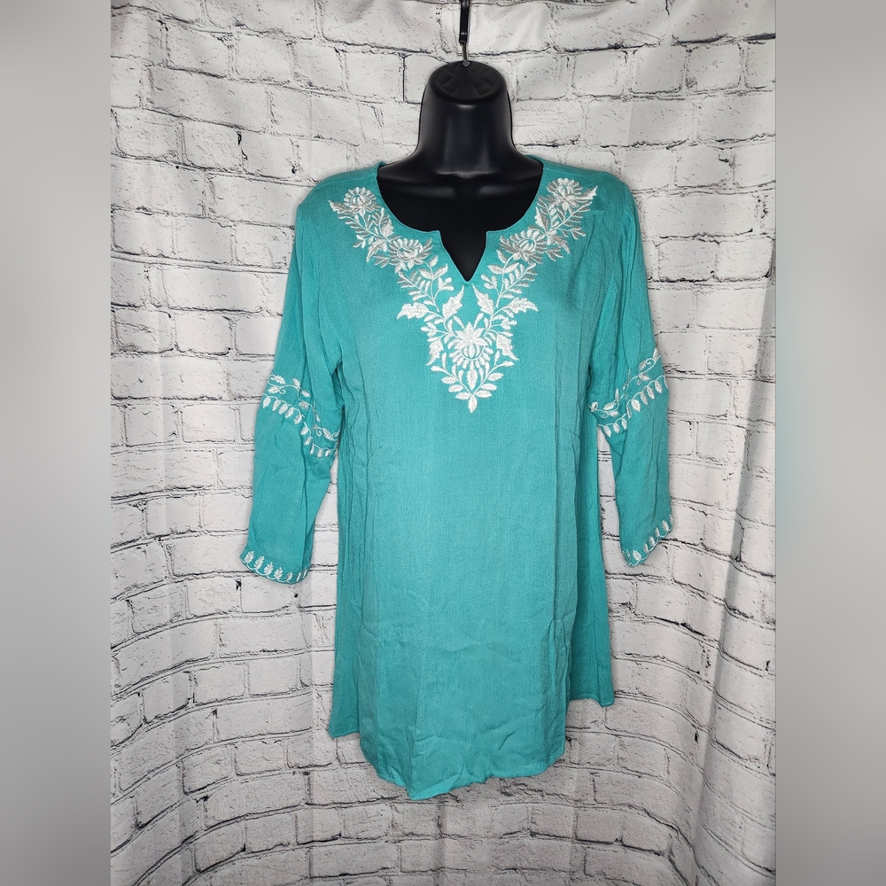 RAGA Boho Style Dress Tunic Teal Size Small
